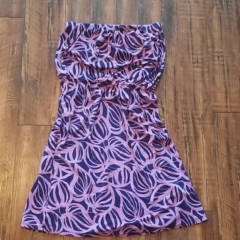 Strapless Palm print dress